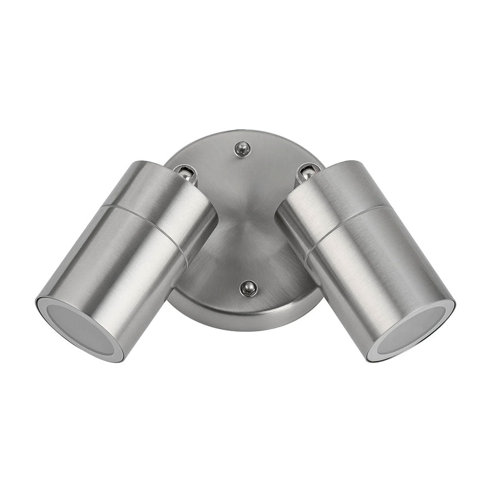 Zyven 2 Light Adjustable LED Outdoor Wall Spotlight Polished Silver / Tri-Colour - LLOL037S