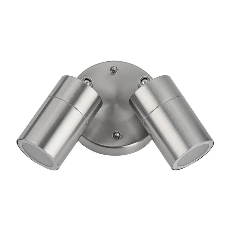 Zyven 2 Light Adjustable LED Outdoor Wall Spotlight Polished Silver / Tri-Colour - LLOL037S