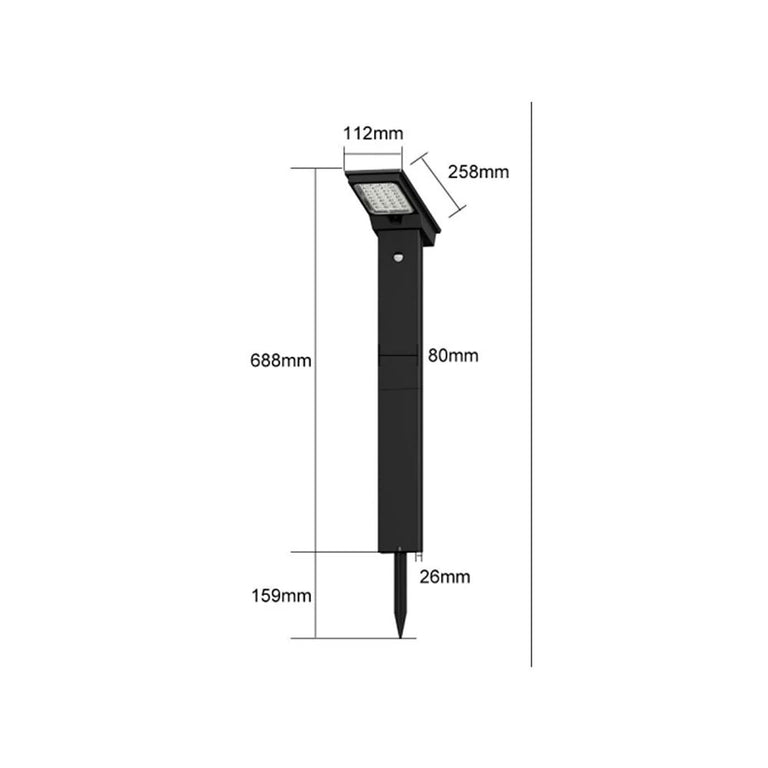 Elegant Solar LED Bollard Light With PIR Black - SLDBL0028-PIR
