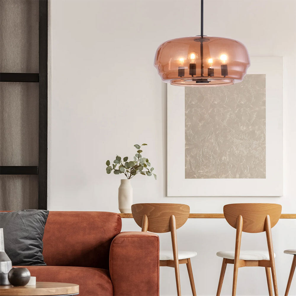 Cuad Interior Amber Flat Top Dome Glass Shade Pendant - CUAD2