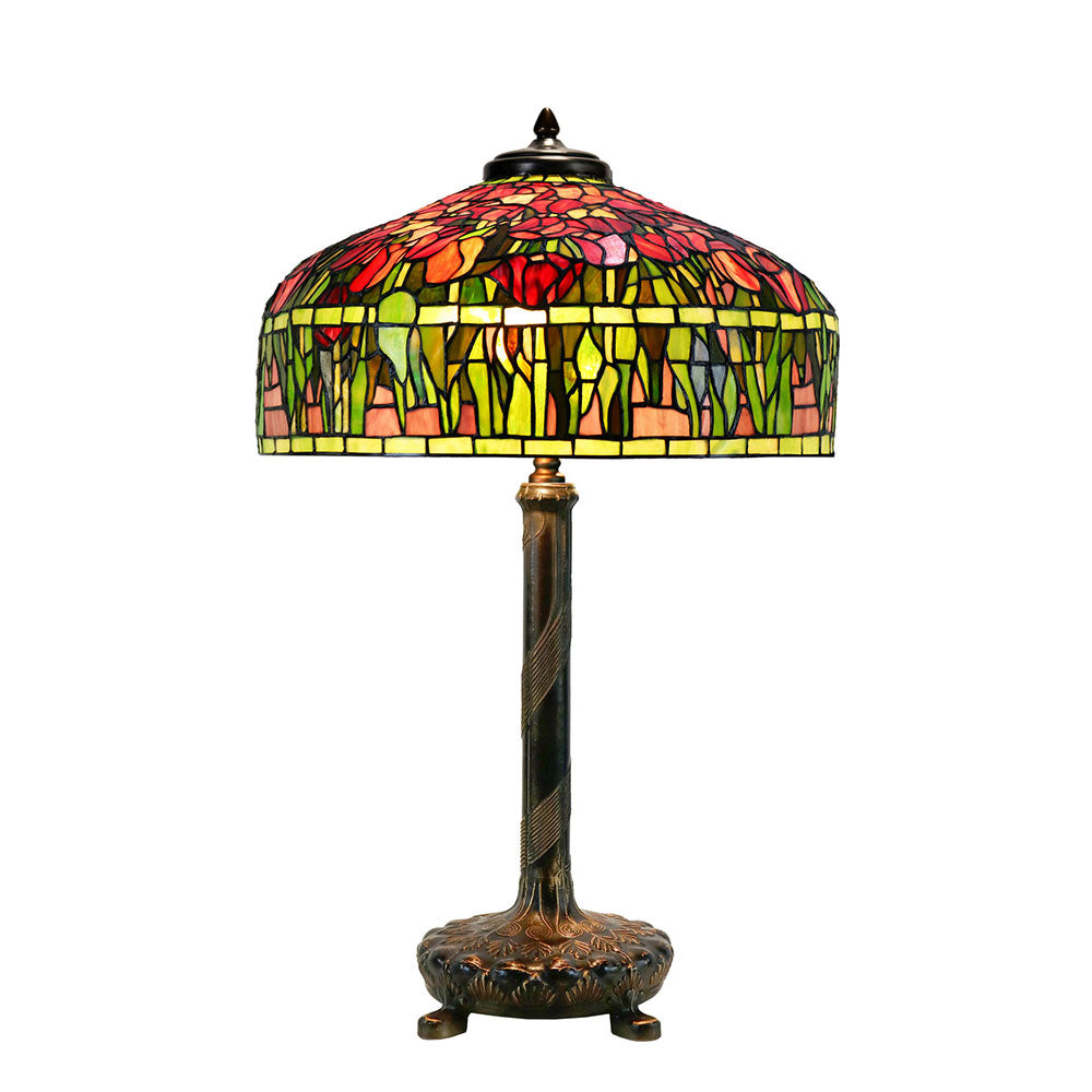 Reproduction Tulip Tiffany 18" Table Lamp With Metal Base Red - TL-181616A-N017CB