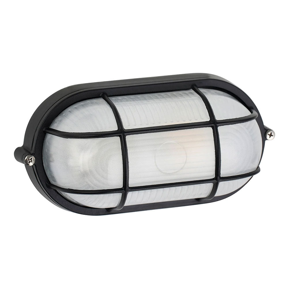 Rhelia Oval Caged Outdoor Bunker Light Black - LLOL022BK