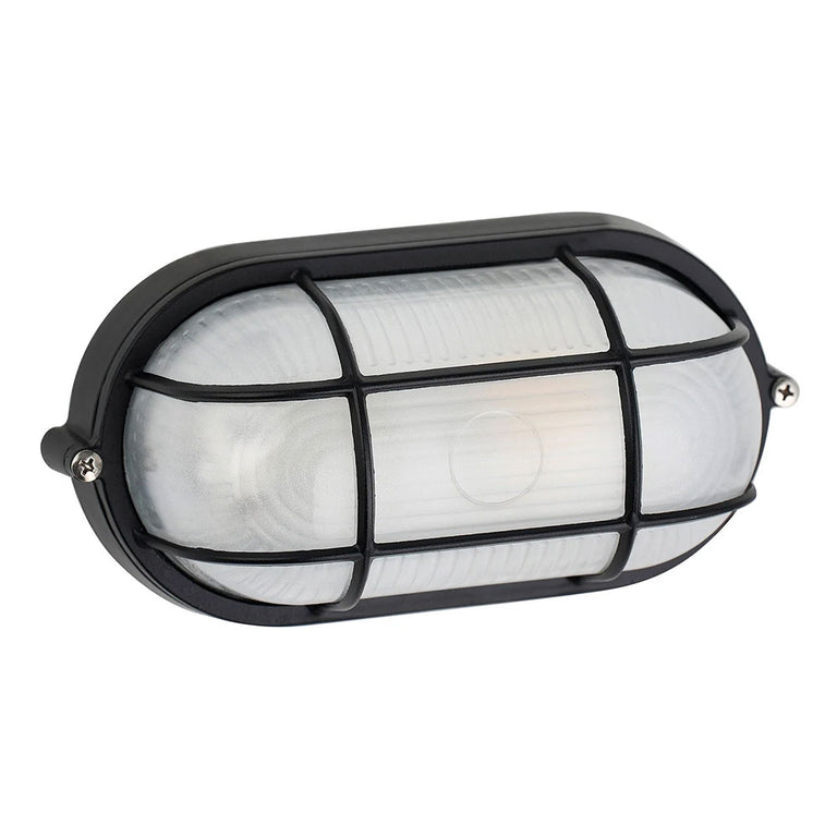Rhelia Oval Caged Outdoor Bunker Light Black - LLOL022BK