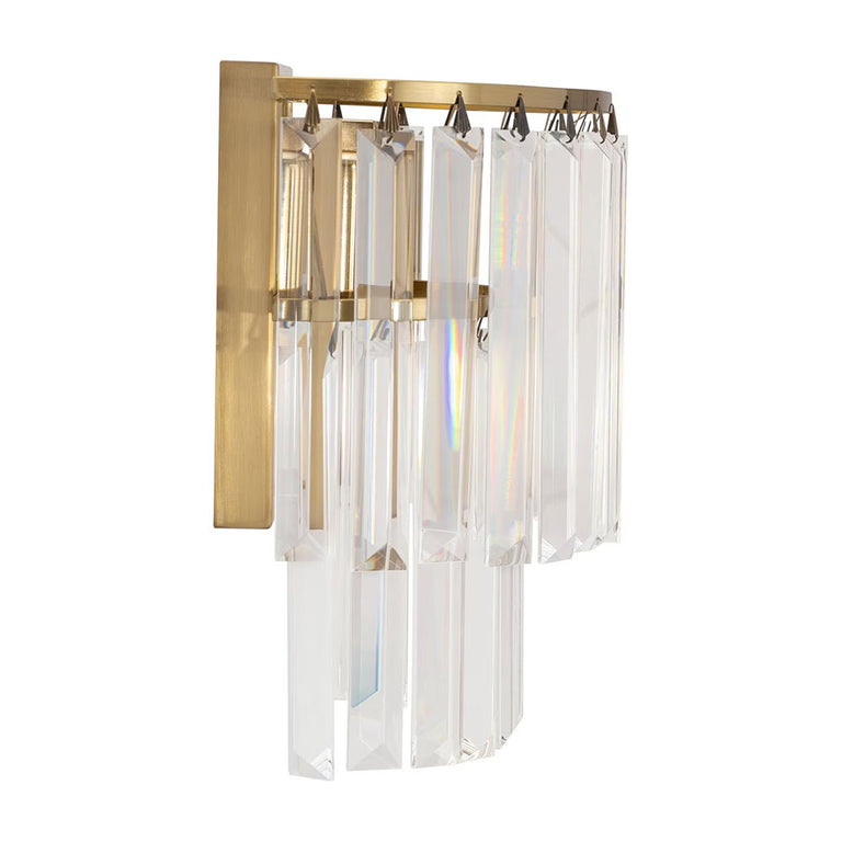 Celestial 2 Light 2 Tier Crystal Glass Wall Bracket Satin Brass - LOI1001601