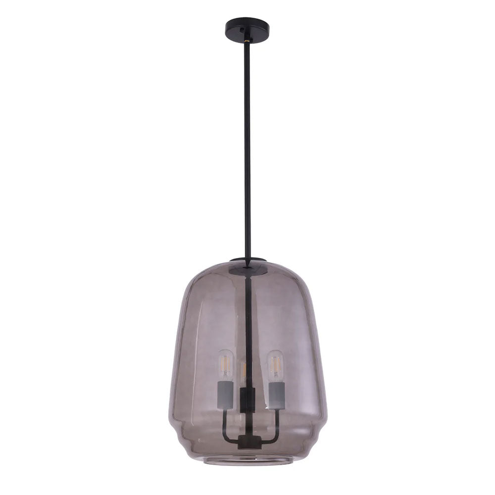 Cuad Interior Smokey Black Round Pyramid Glass Shade Pendant - CUAD1