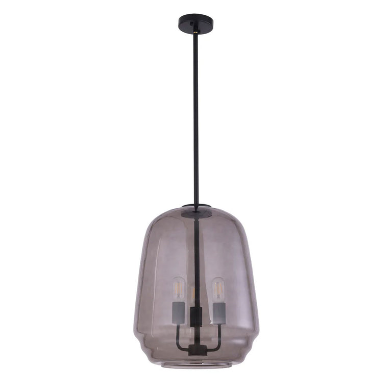 Cuad Interior Smokey Black Round Pyramid Glass Shade Pendant - CUAD1