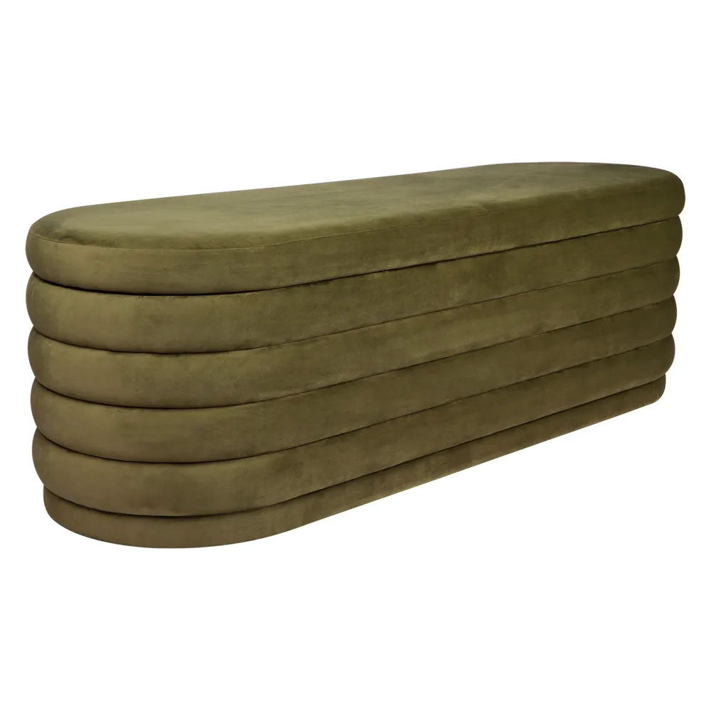 Demi Storage Bench Ottoman Olive Velvet - 32862