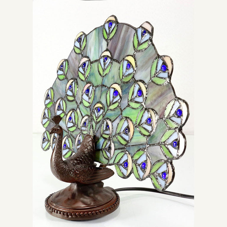 Peacock Tiffany Table Lamp Blue Turquoise - TL-QN2816