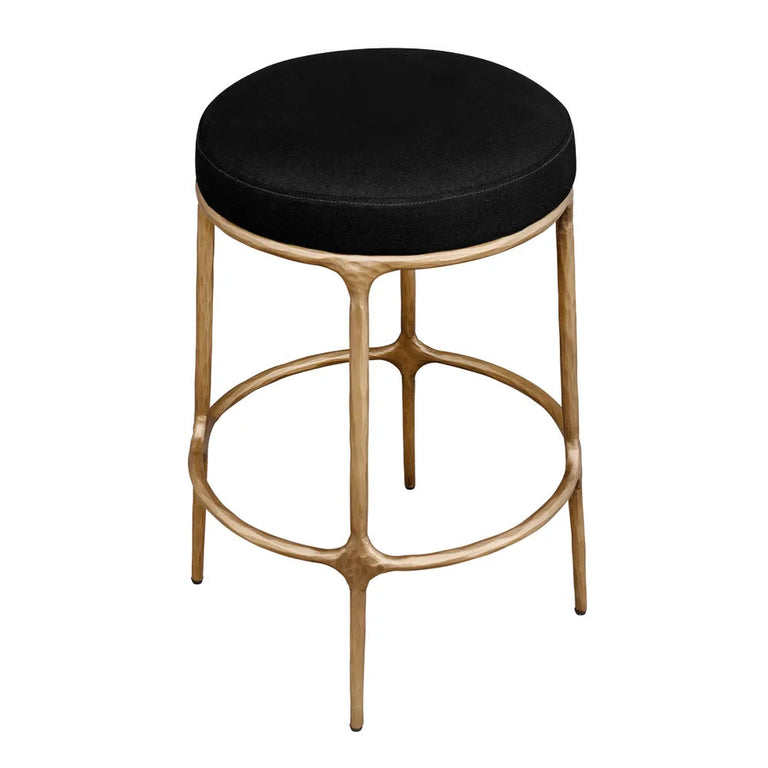 Heston Brass Kitchen Stool Black Linen - 33184
