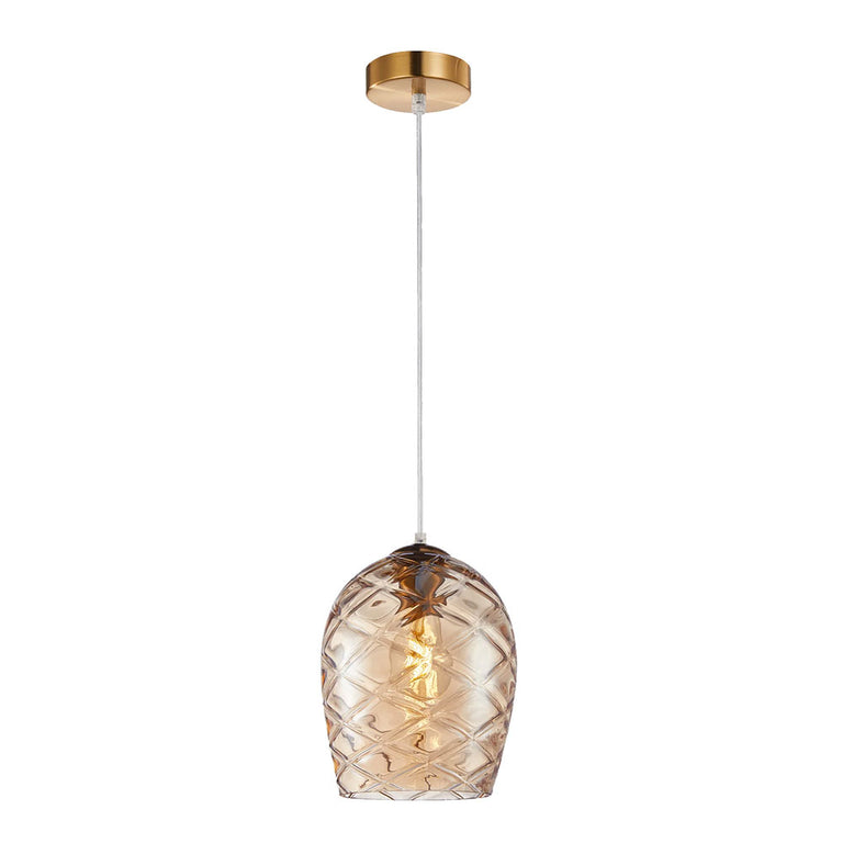 Neta Interior Wine Glass Shade Segmented Pendant Amber - NETA2