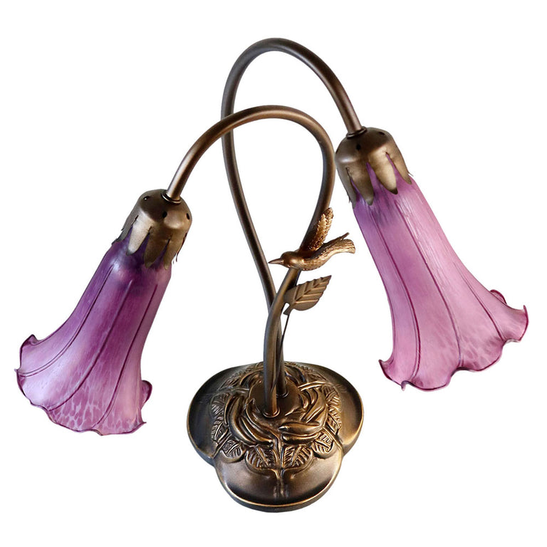 Twin Hummingbird Lily Tiffany Lamp Purple - TLAH-002-PB