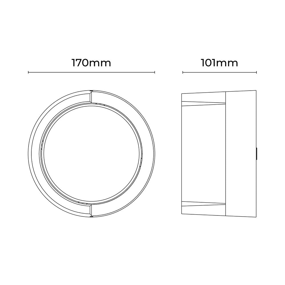 Aven Round CCT LED Outdoor Wall Light Black - LLOL020