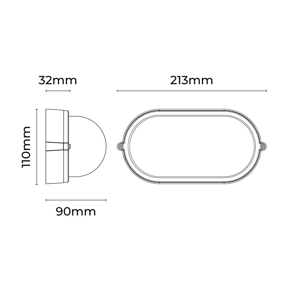 Ezra Oval Outdoor Bunker Light Black - LLOL024BK