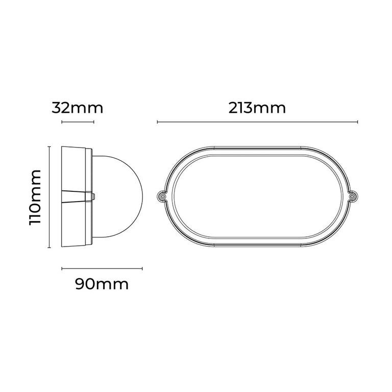 Ezra Oval Outdoor Bunker Light Black - LLOL024BK