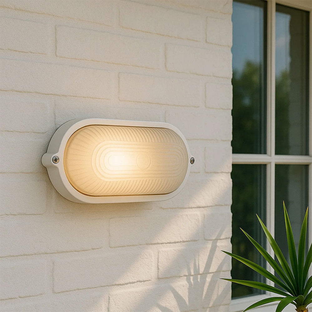 Ezra Oval Outdoor Bunker Light White - LLOL024W