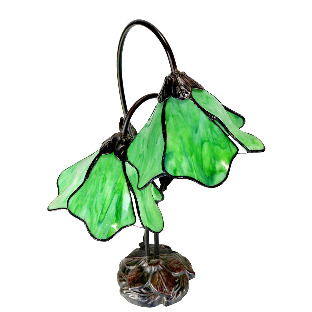 Twin Lotus Tiffany Table Lamp Green - TL-AL-8GR