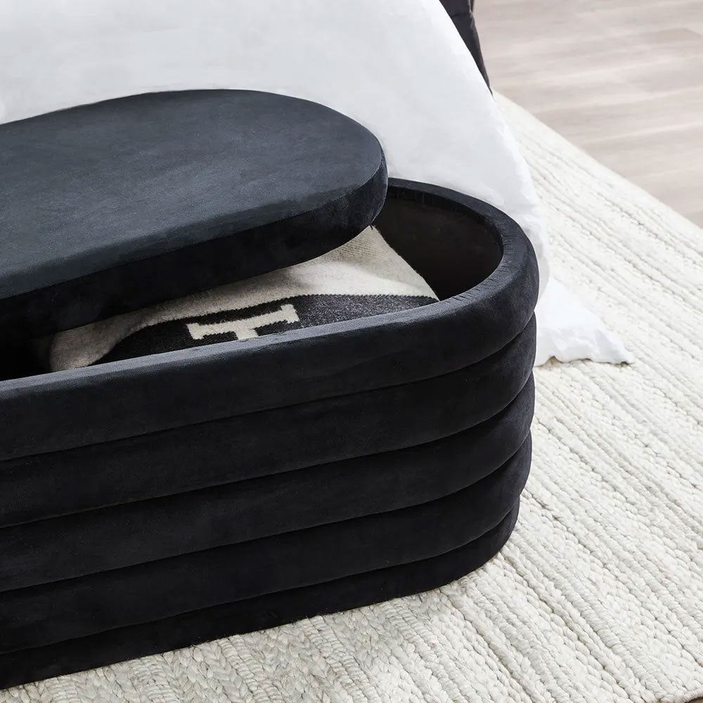 Demi Storage Bench Ottoman Black Velvet - 32859