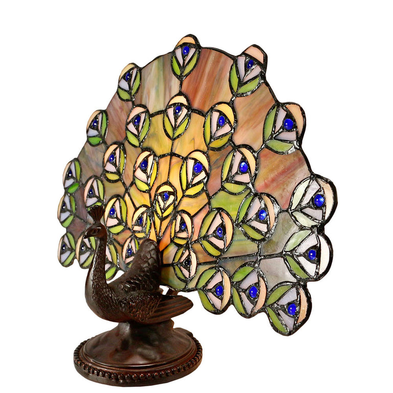 Peacock Tiffany Table Lamp Blue Turquoise - TL-QN2816