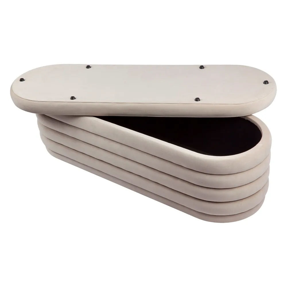 Demi Storage Bench Ottoman Nude Velvet - 32860