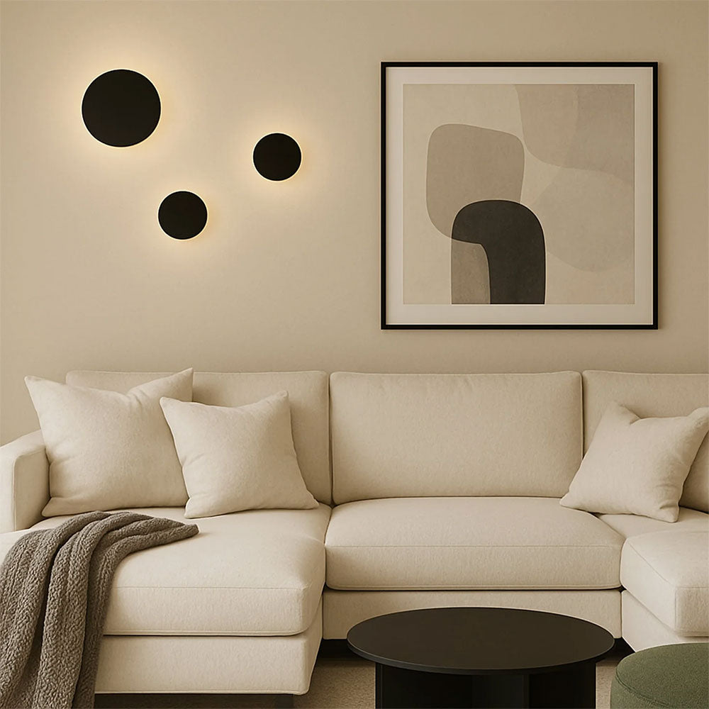Orlan 120mm LED Colour-Shifting Disc Wall Sconce Black Small - LLOL043BK