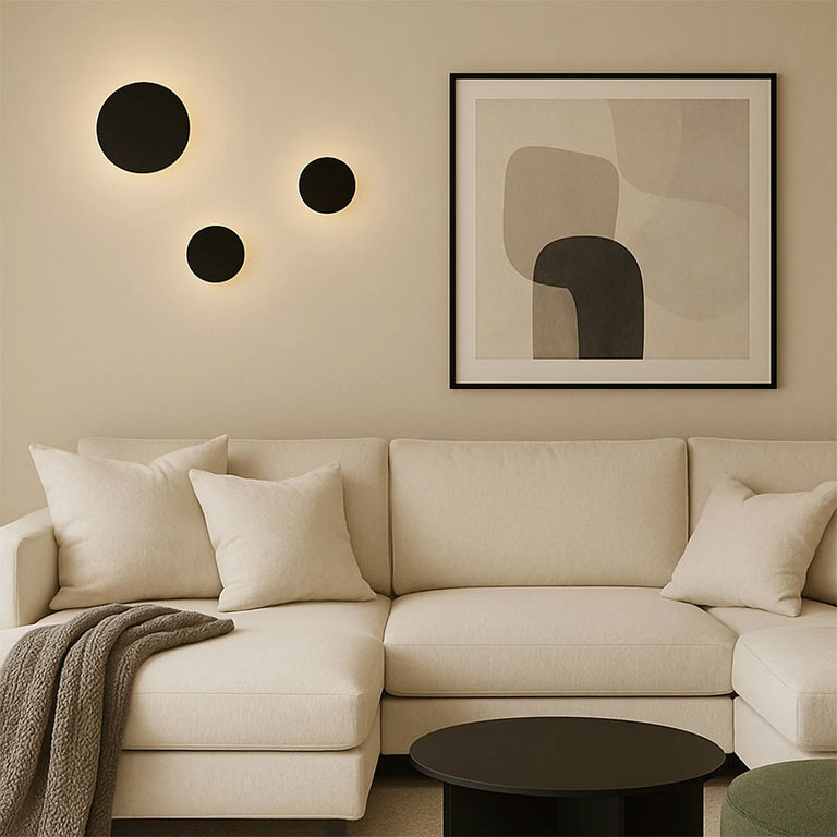 Orlan 120mm LED Colour-Shifting Disc Wall Sconce Black Small - LLOL043BK
