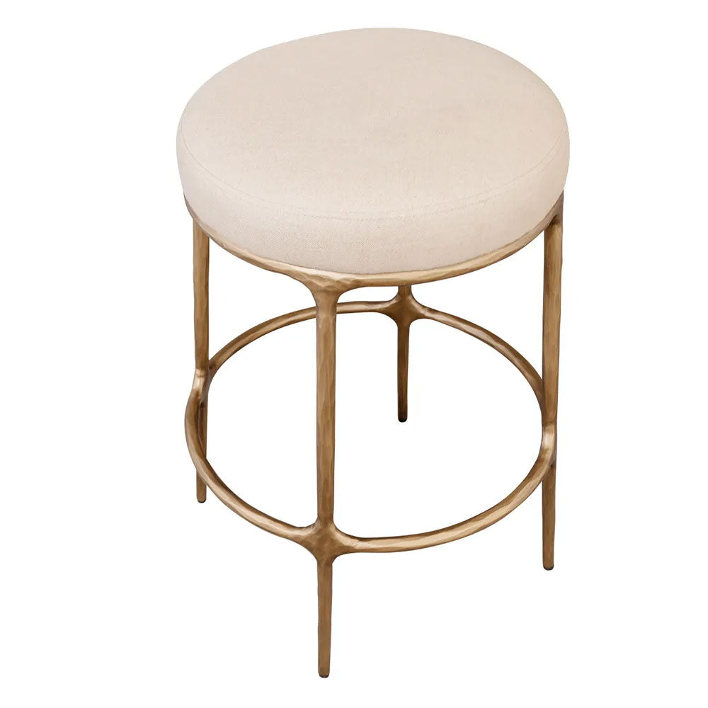 Heston Brass Kitchen Stool Natural Linen - 33183