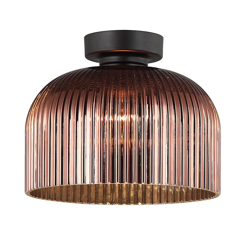 Diyvintaj DIY Dome Ribbed Glass Batten Ceiling Light Copper - DIYVINTAJ4