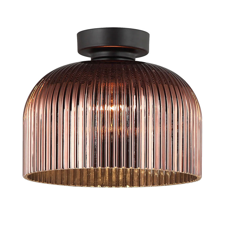 Diyvintaj DIY Dome Ribbed Glass Batten Ceiling Light Copper - DIYVINTAJ4