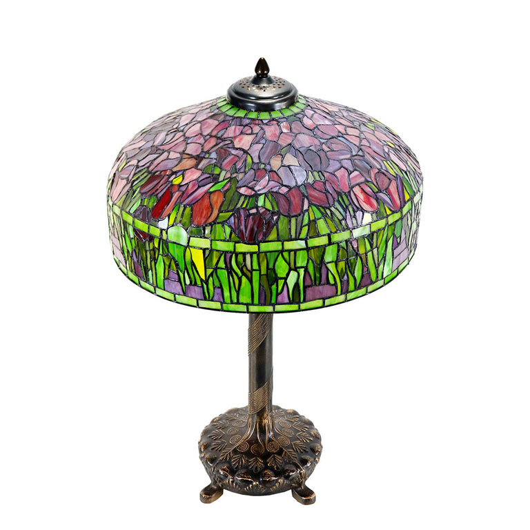 Reproduction Tulip Tiffany 18" Table Lamp With Metal Base Red - TL-181616A-N017CB