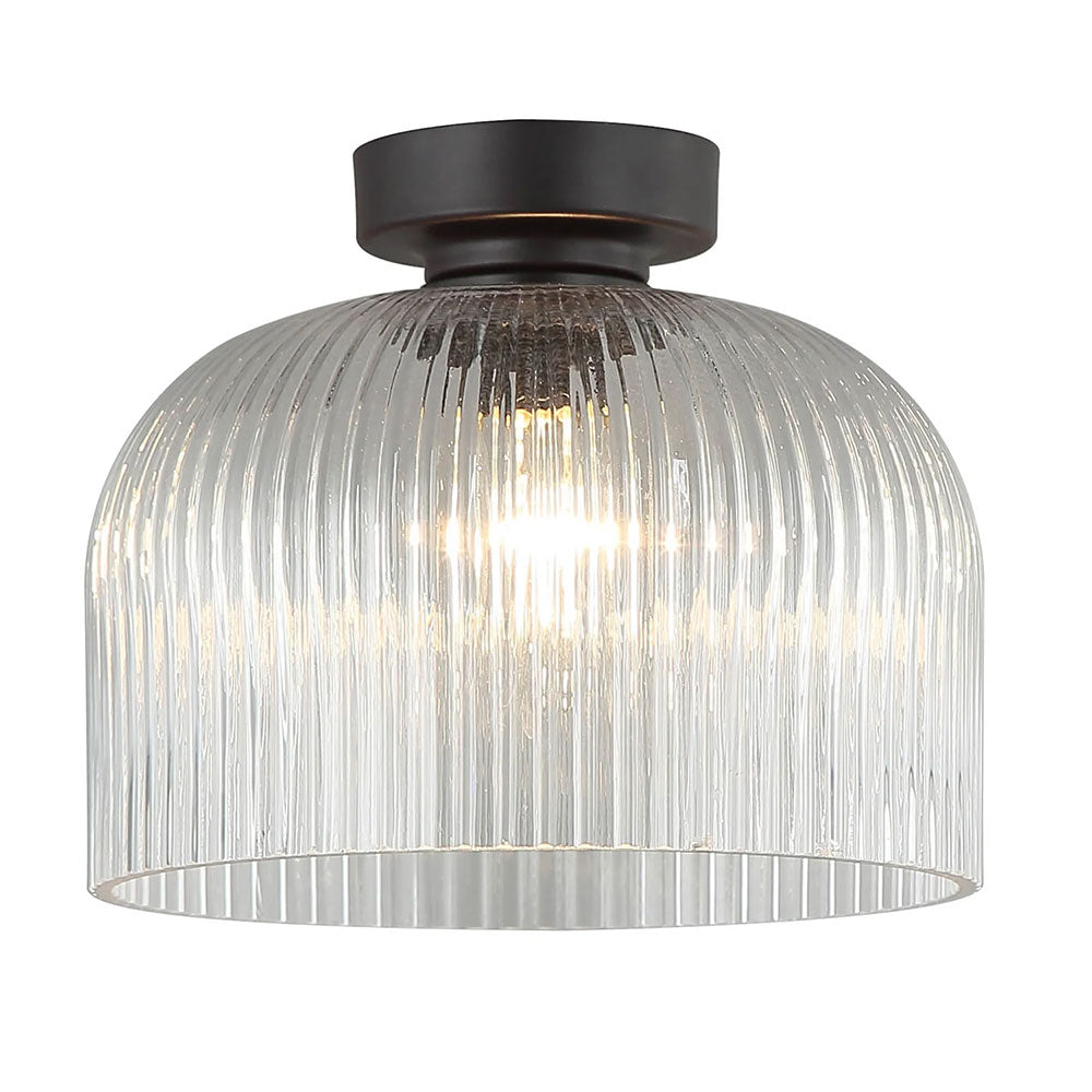 Diyvintaj DIY Dome Ribbed Glass Batten Ceiling Light Clear - DIYVINTAJ6