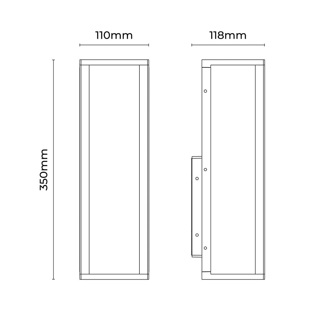Zyra 2 Light Up and Down Outdoor Wall Light Black - LLOL008BK
