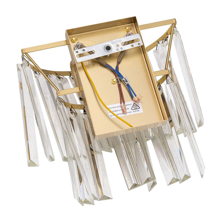 Celestial 2 Light 2 Tier Crystal Glass Wall Bracket Satin Brass - LOI1001601