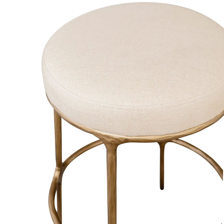 Heston Brass Kitchen Stool Natural Linen - 33183