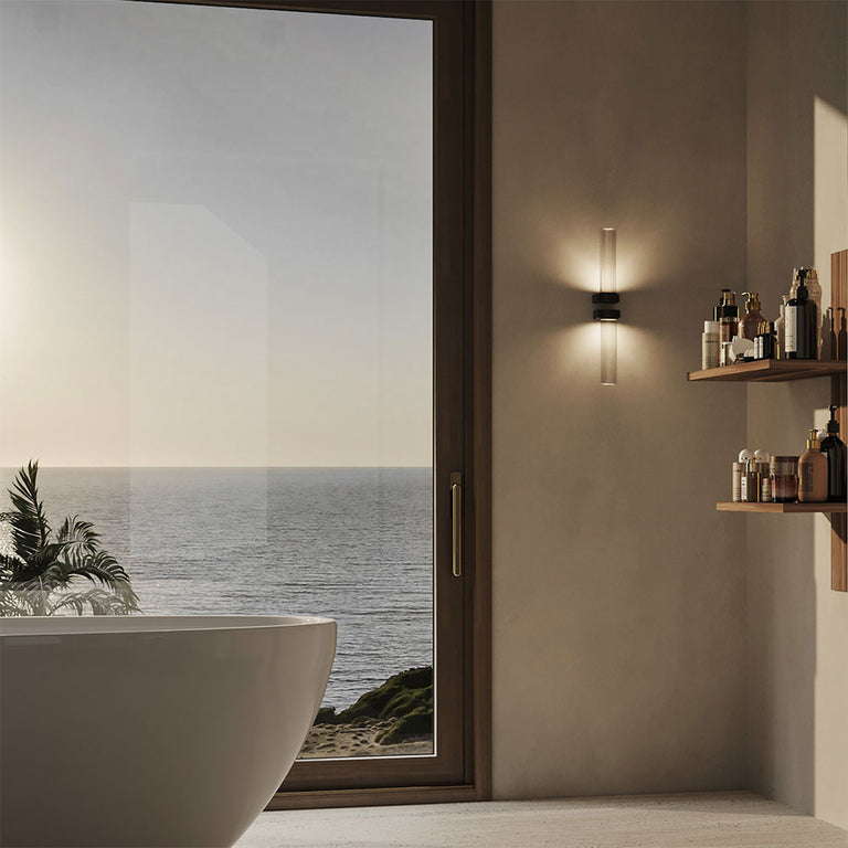 Edge LED Wall Light Iron / Clear Ripped
