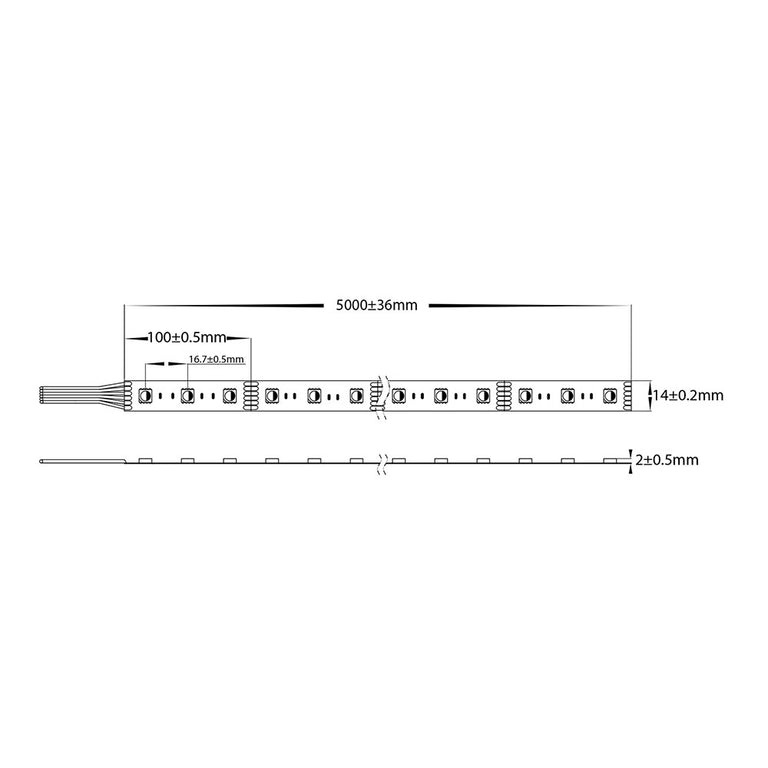 24W 24V DC Dimmable LED Strip / RGBCW - HV9752-IP20-60-RGBCW