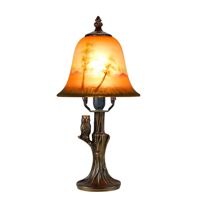 Hand Painted Tiffany Table Lamp Owl - TA-15149