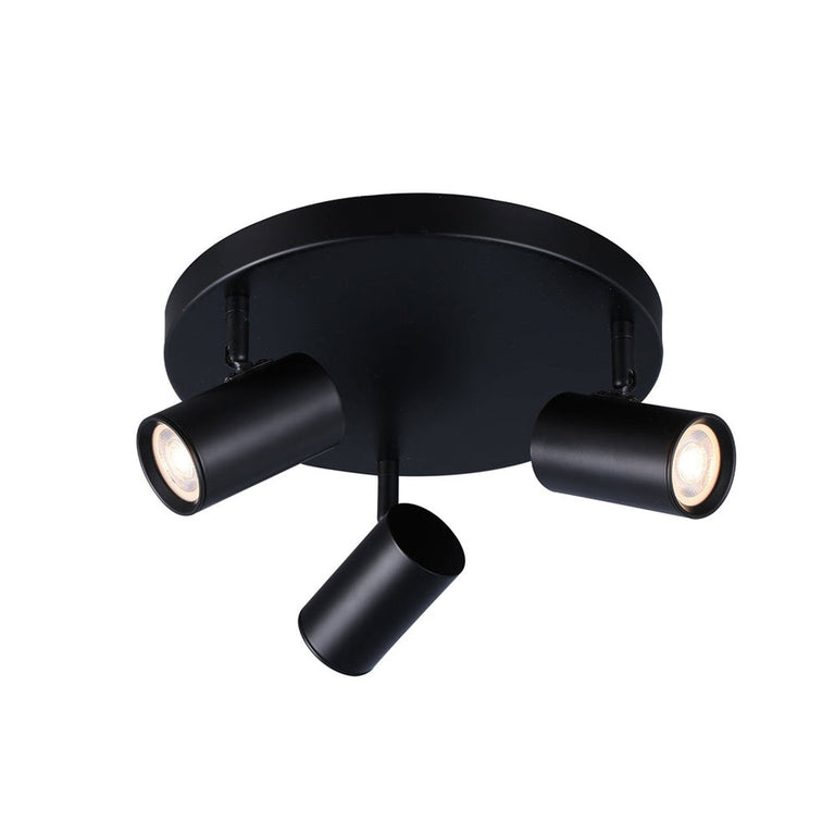 Brianna LED 3 Light Round Spot Light Matt Black - LL002SL008B