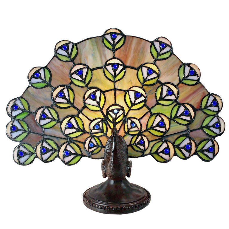 Peacock Tiffany Table Lamp Blue Turquoise - TL-QN2816
