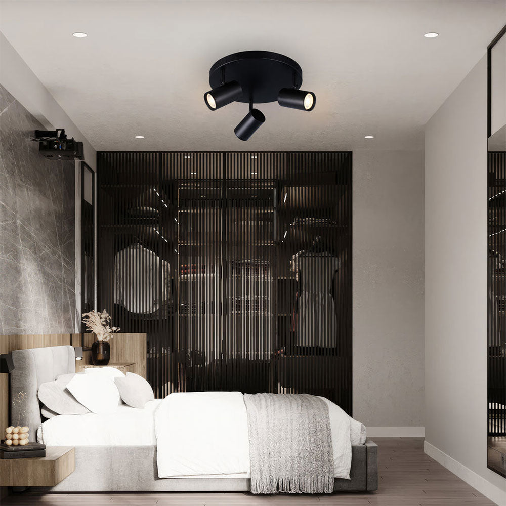 Brianna LED 3 Light Round Spot Light Matt Black - LL002SL008B