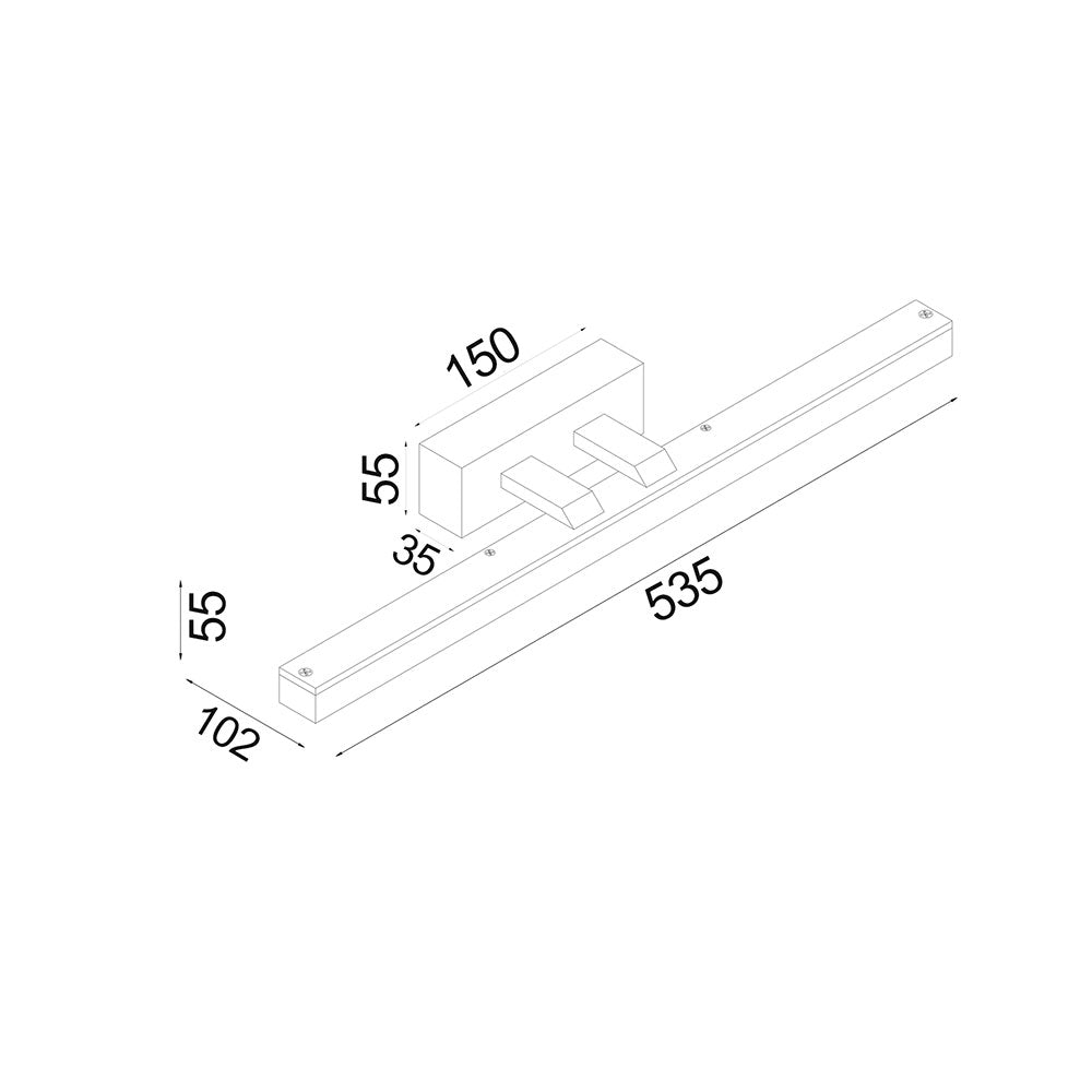 Vanitas 12W LED Dimmable Vanity Light 535mm White / Tri-Colour IP44 - VANITAS1M