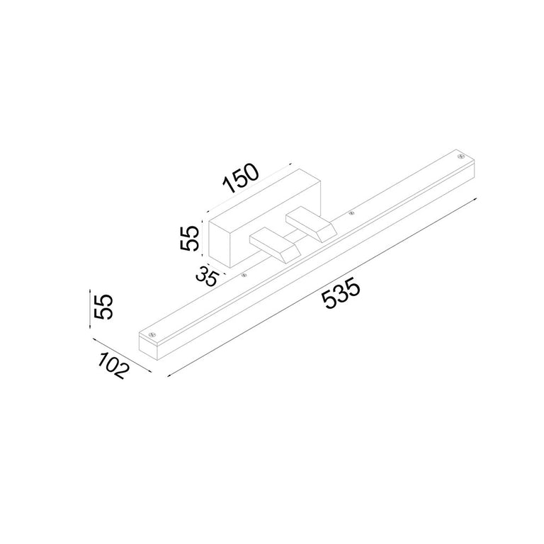 Vanitas 12W LED Dimmable Vanity Light 535mm White / Tri-Colour IP44 - VANITAS1M