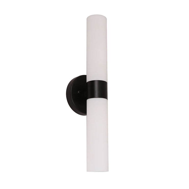 Vara Interior Tubular Up / Down Opal Glass Wall Light Black - VARA1