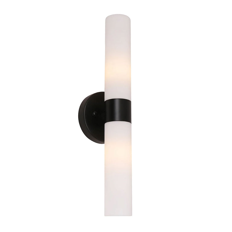Vara Interior Tubular Up / Down Opal Glass Wall Light Black - VARA1