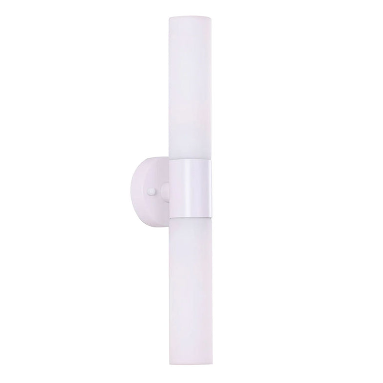 Vara Interior Tubular Up / Down Opal Glass Wall Light White - VARA2