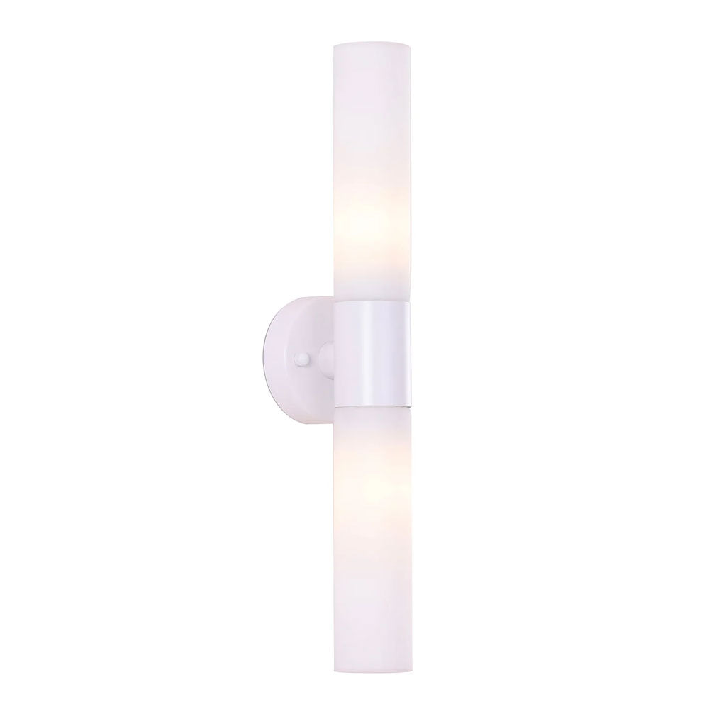 Vara Interior Tubular Up / Down Opal Glass Wall Light White - VARA2