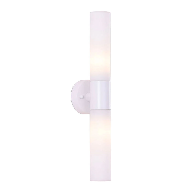 Vara Interior Tubular Up / Down Opal Glass Wall Light White - VARA2