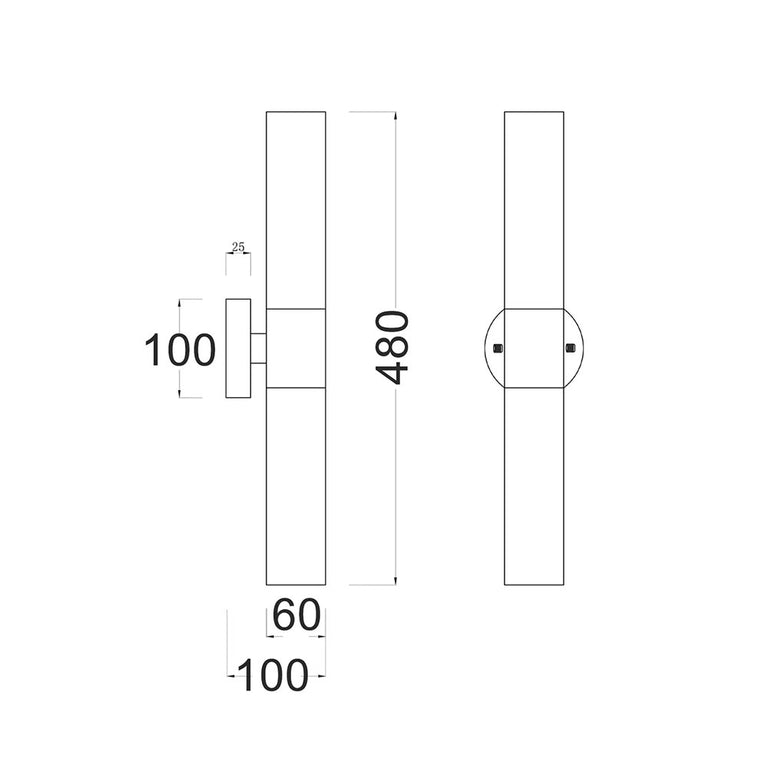 Vara Interior Tubular Up / Down Opal Glass Wall Light White - VARA2