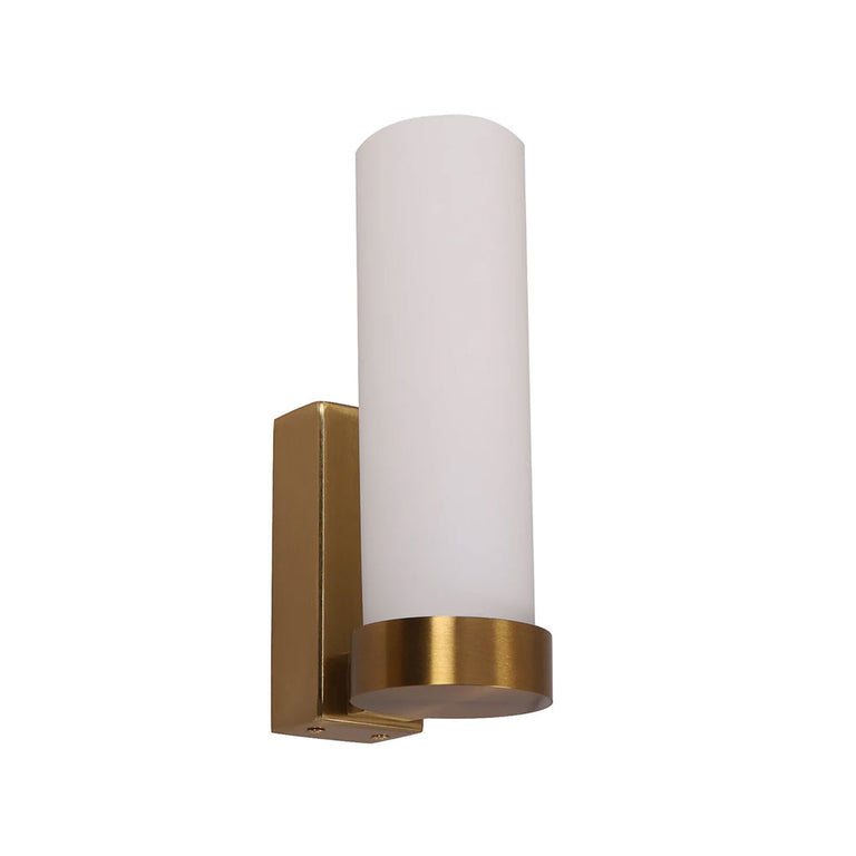 Vara Interior Tubular Up Opal Glass Wall Light Brass - VARA7