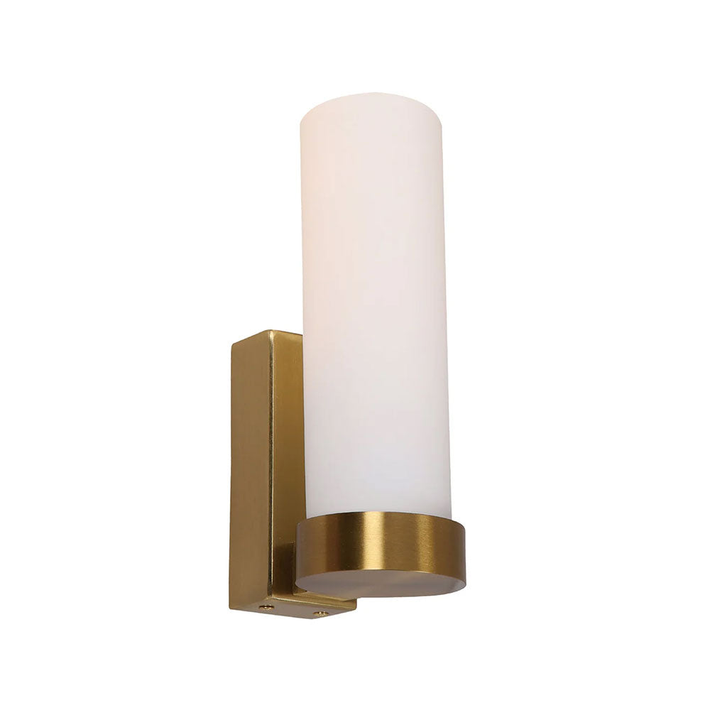 Vara Interior Tubular Up Opal Glass Wall Light Brass - VARA7