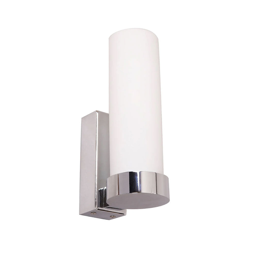 Vara Interior Tubular Up Opal Glass Wall Light Chrome - VARA8